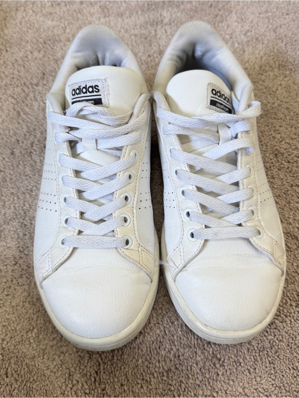 adidas White Low-Top Leather Sneakers